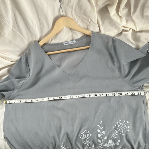 MissLook, ladies, lightweight tunic, elbow sleevelength, gray , white floral, XL - Picture 6 of 8